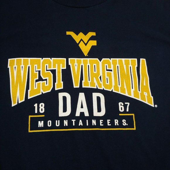 West Virginia University WVU DAD Men's M T Shirt Alstyle Blue Gold Mountaineers - Picture 2 of 4
